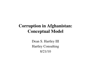 Corruption in Afghanistan: Conceptual Model