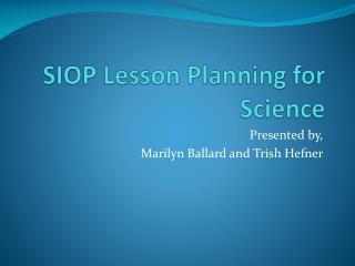 SIOP Lesson Planning for Science