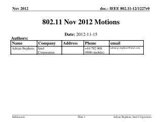 802.11 Nov 2012 Motions