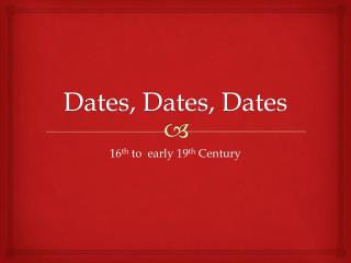 Dates, Dates, Dates