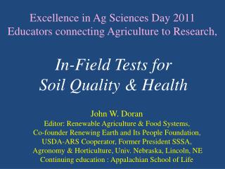 Excellence in Ag Sciences Day 2011 Educators connecting Agriculture to Research,