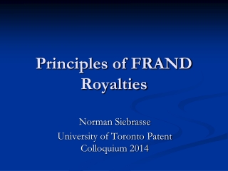 Principles of FRAND Royalties