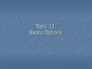 Topic 13: Exotic Options