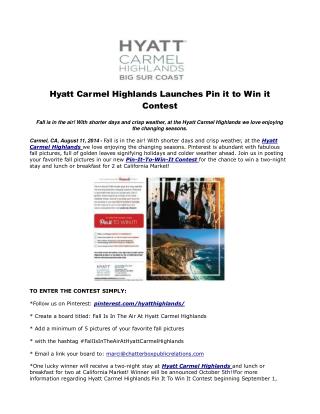 Hyatt Carmel Highlands Launches Pin it to Win it Contest