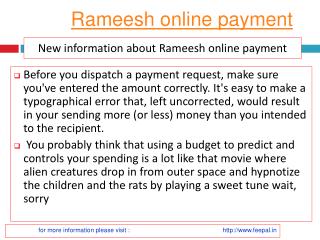 Tips on going to a rameesh online payment