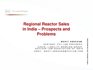 Regional Reactor Sales in India – Prospects and Problems