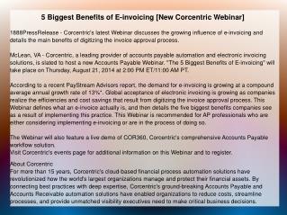 5 Biggest Benefits of E-invoicing [New Corcentric Webinar]