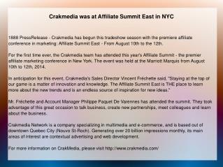 Crakmedia was at Affiliate Summit East in NYC