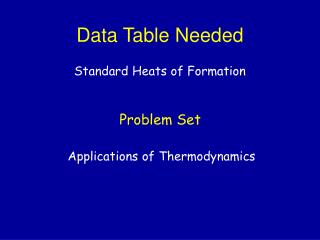 Data Table Needed
