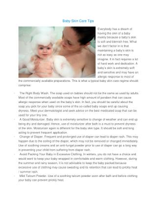 Baby Skin Care Tips