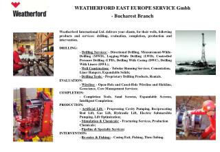 WEATHERFORD EAST EUROPE SERVICE Gmbh - Bucharest Branch