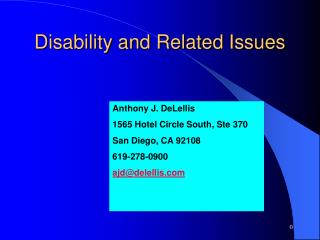 Disability and Related Issues