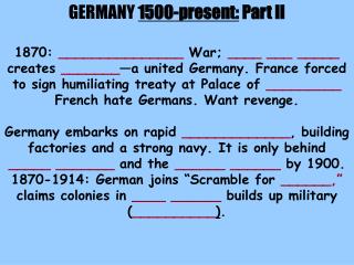 GERMANY 1500-present: Part II