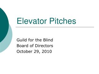 Elevator Pitches