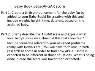 Baby Book page:APGAR score