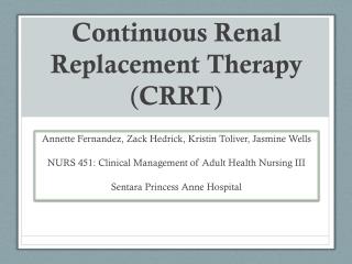 crrt continuous renal therapy replacement