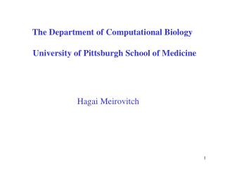 The Department of Computational Biology University of Pittsburgh School of Medicine Hagai Meirovitch