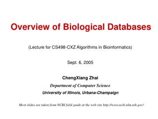 Overview of Biological Databases