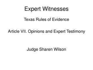 Expert Witnesses