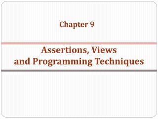 Assertions, Views and Programming Techniques