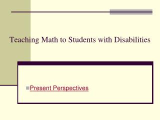 Teaching Math to Students with Disabilities