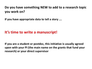 Do you have something NEW to add to a research topic you work on?