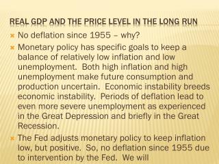 Real GDp and the price level in the long run