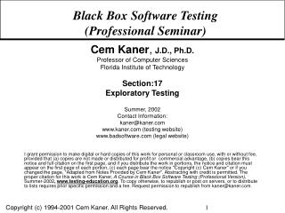 Black Box Software Testing (Professional Seminar)