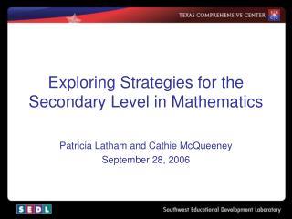 Exploring Strategies for the Secondary Level in Mathematics