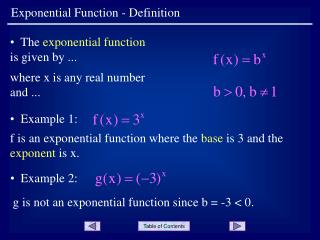 Exponential Function - Definition