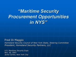“Maritime Security Procurement Opportunities in NYS”