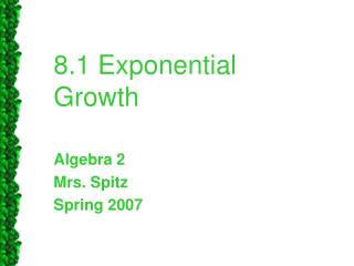 8.1 Exponential Growth
