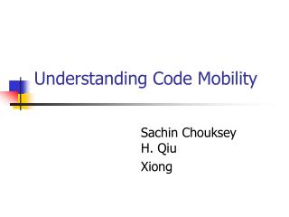 Understanding Code Mobility