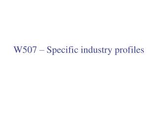 W507 – Specific industry profiles