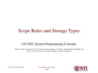 Scope Rules and Storage Types