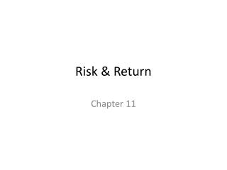 Risk &amp; Return