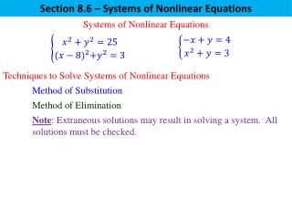 PPT - Section 8.6 – Systems Of Nonlinear Equations PowerPoint ...