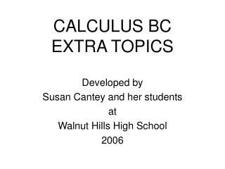 CALCULUS BC EXTRA TOPICS