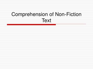Comprehension of Non-Fiction Text