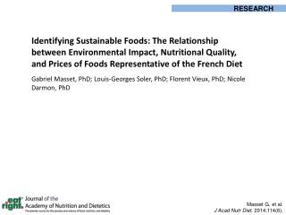Masset G, et al. J Acad Nutr Diet . 2014;114(6).
