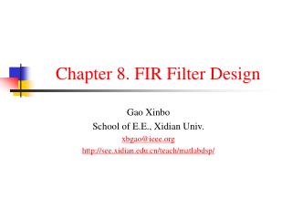 Chapter 8. FIR Filter Design