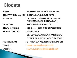 PPT - Biodata PowerPoint Presentation, free download - ID:3185182