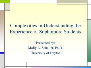 Complexities in Understanding the Experience of Sophomore Students