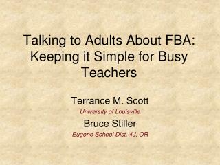 Talking to Adults About FBA: Keeping it Simple for Busy Teachers