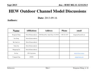 HEW Outdoor Channel Model Discussions