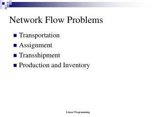 Network Flow Problems