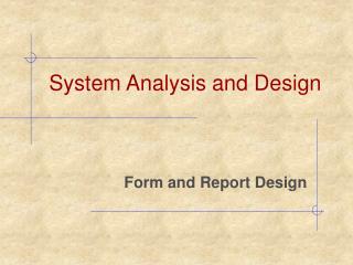 System Analysis and Design