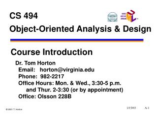 CS 494 Object-Oriented Analysis &amp; Design