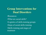 Group Interventions for Dual Disorders