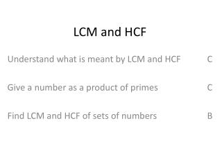 LCM and HCF